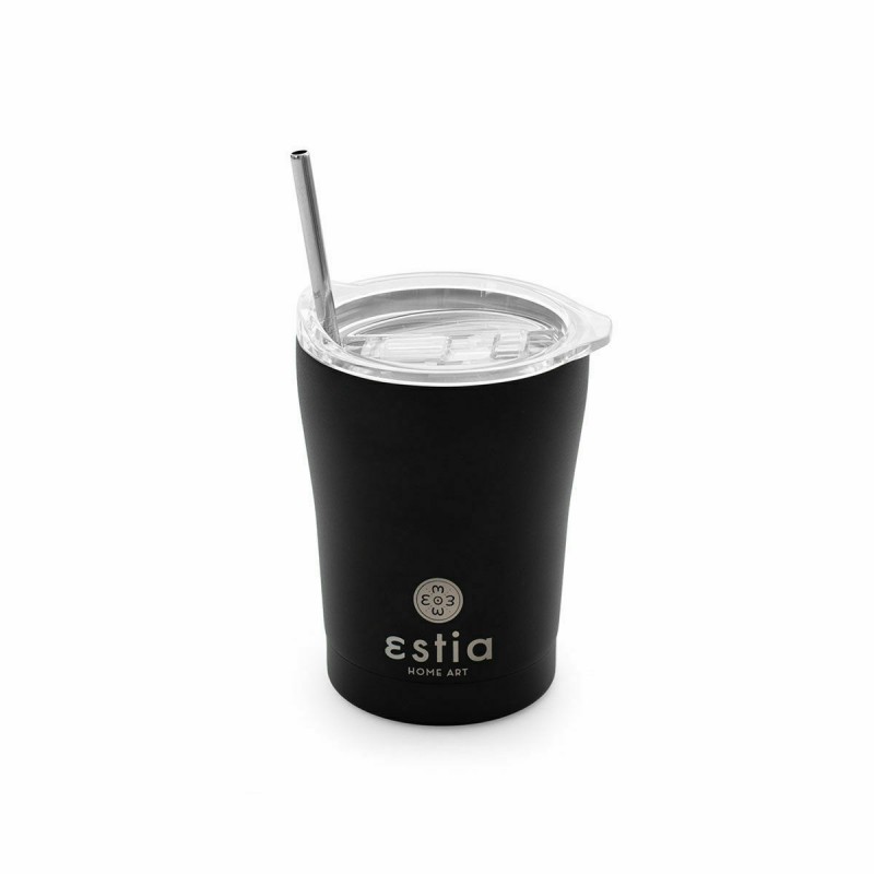 Estia Coffee Mug Save The Aegean Ποτήρι Θερμός με Καλαμάκι 350ml Midnight Black (01-12083)